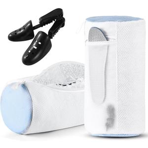 2 Pack XXL Shoe Washing Machine Bag, 700 GSM Heavy Duty Shoes Cleaning Bag with Anti-Tangle Mesh Pocket, 2 Adjustable Shoe Trees Keep Shape, Reusable Sneaker Laundry Bag, Mothers Day Gifts, White