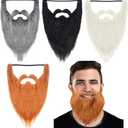 WILLBOND 4 Pieces Fake Beards Long False Beards Funny Fake Mustache Whisker (Black, Orange, White, Gray)