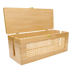 Solid wood Cable Management Box，- Cable Organizer Box and Power Strip Box for Electrical Cord Management - Under Desk Cord Organizer for TV Wires Computer Router & Power Strip