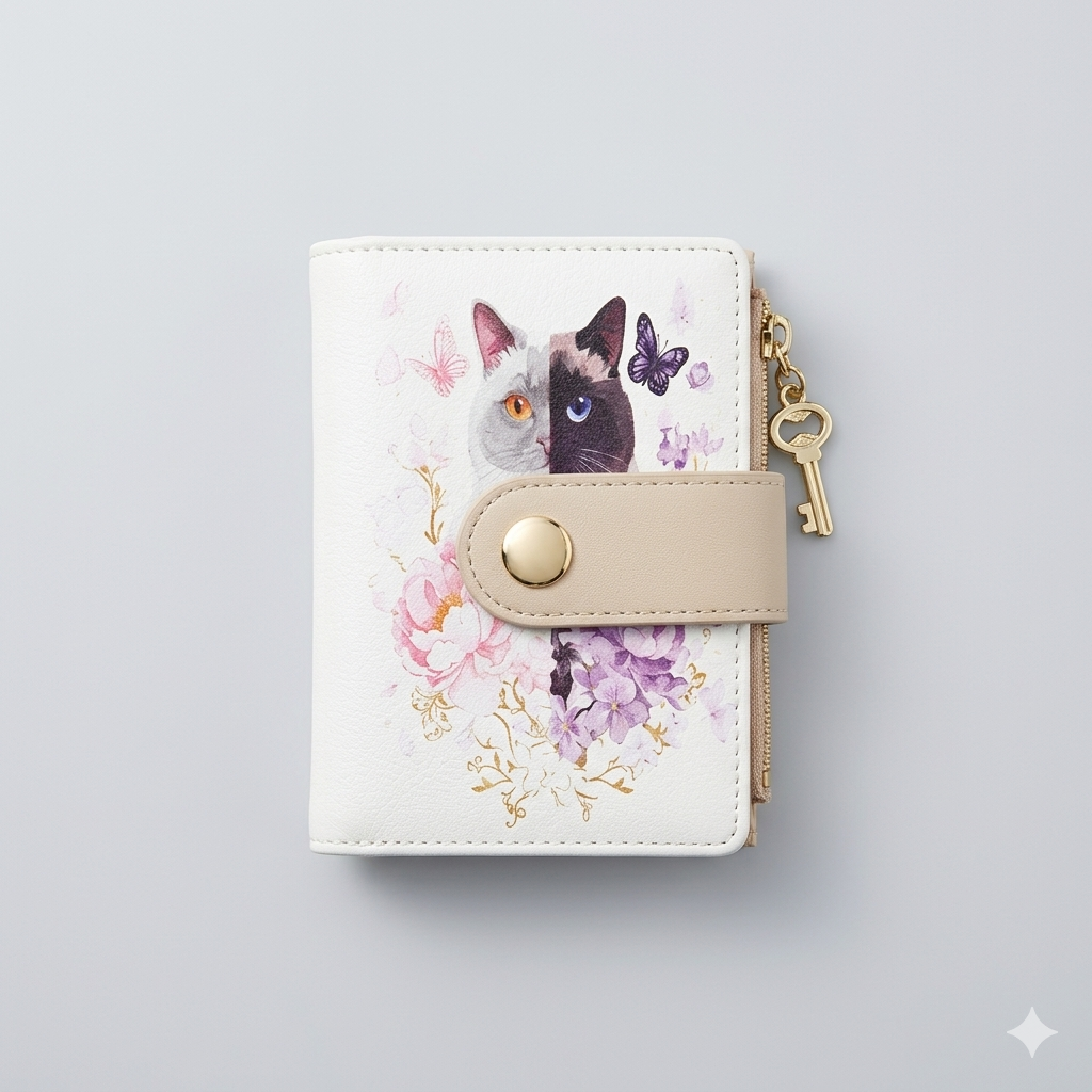 FiitCASE Cute Women Wallet, Small Slim Thin Rfid Credit Card Wallet, PU Leather Bifold Cash Zipper Coin Pocket ID Window for Female Ladies Teen Girls Girly