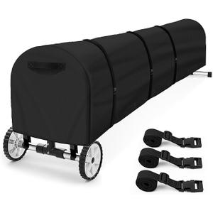 Swimming Pool Solar Reel Cover, 16Ft UV Resistant Inground Pool Solar Protective Blanket Reel Cover 420D Heavy Duty Waterproof Winter Solar Blanket Reel Roller Covers Protector (16 Ft, Black)