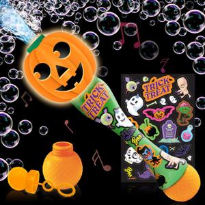 ArtCreativity Halloween Bubble Wand for Kids, 14" Light Up Pumpkin Bubble Wand for Toddlers with LED & Music, Halloween Boo Basket Stuffers for Kids, Haloween Toys for Toddlers