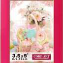 CORE ART 3.5x5 Picture Frame Pink, 3.5 by 5 Colorful Photo Frame with HD Plexiglass, Wall or Tabletop Display