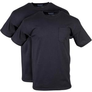 Gildan Adult DryBlend Workwear T-Shirts with Pocket, 2-Pack (Large, Black)