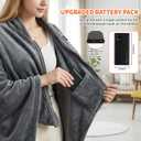Cordless Heated Blanket, Machine Washable with Laundry Bag, 20000mAh Battery Powered Heating Throw with Power Bank, 3 Heating Levels, 59"x31.5" Portable Electric Blanket (Grey)