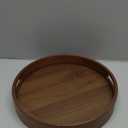 Rustic Wood Serving Tray with Handles  11.8" Round, Decorative Tray for Kitchen Living Room Coffee Table Candle Display Breakfast in Bed, MultiFunctional Food & Beverage Wooden Tray, Farmhouse Style