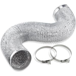 Cenipar Dryer Vent Hose-4 inch Ducting Vent Hose Flexible Aluminum Foil Non-Insulated (4 inch 8 feet) with 2 Clamps