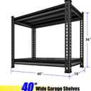 40" W Garage Shelving Heavy Duty, 900 Lbs Loads Garage Storage Shelves Heavy Duty, 2-Tier Metal Shelving Units and Storage for Basement, Retiple Tanks,40" Wx18 Dx36 H, Black, 40"W18"D36"H