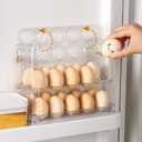 Beveetio Flippable Egg Holder For Refrigerator, Clear Acrylic Egg Storage Container For Refrigerator Side Door, Large Capacity Organizer-30 Count Capacity (Transparent color 02)