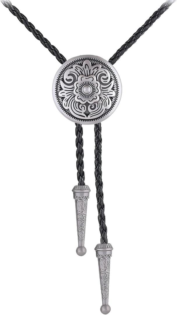 GelConnie Native American Bolo Tie Rodeo Cowboy Leather Necktie Western Necklace Costume Accessories for Men,Women
