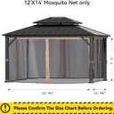 Covered Outdoor Gazebo Mosquito Netting Replacement Universal 4-Panel Sidewalls 12' x 14', Outdoor Gazebo Mosquito Nettings with Double Zipper, Replacement for Patio Canopy, Garden (Mosquito Net Only)