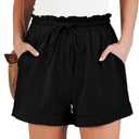 Angerella High Waisted Shorts Women Comfy Stretchy Fit Boyfriends Summer Shorts Drawstring Elastic Waist Pocketed Short Pants Black Medium