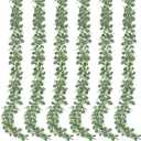 Sggvecsy 6 Pack Artificial Eucalyptus Garland Eucalyptus Leaves Vines Greenery Garland Faux Silver Dollar Eucalyptus Leaves for Table Party Wedding Indoor Outdoor Home Mantle Wall Decor