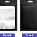 100 Pcs Resealable Mylar Bags, Sealable Odor Proof Foil Pouch Bag with Clear Window, Small Bussiness Packaging Supplies (Black, 4.7 X 7.9 Inch)