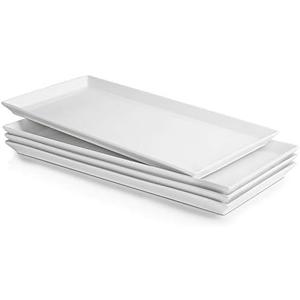 Sweese White Serving Platters, Porcelain Serving Trays for Parties, Large Rectangular Plates - 14 Inch, Set of 3