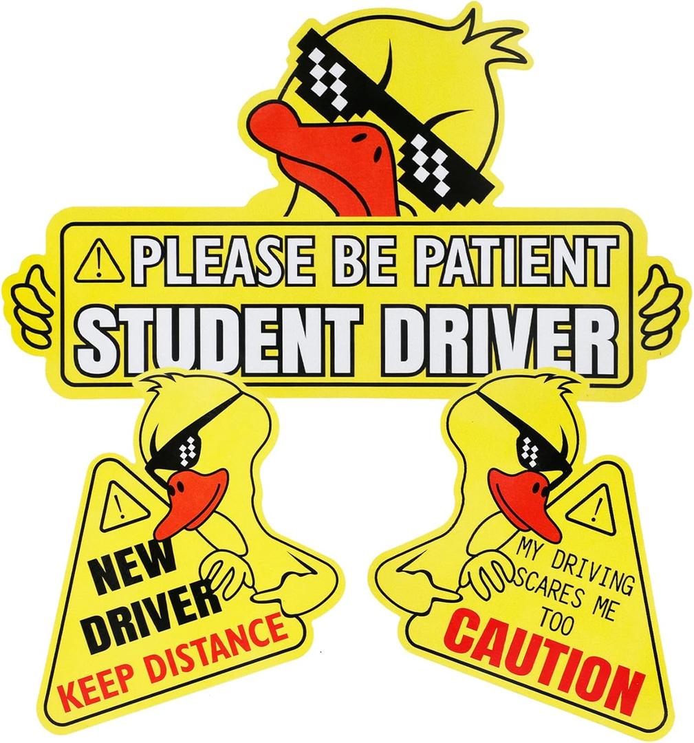 SINGARO New Driver Magnet for Car, 3pcs Cute Duck Car Magnets Student Driver Sign,Car Bumper Student Driver Reflective Sign,Car Exterior Accessories