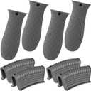 Patelai 8 Pcs Silicone Pot Holders Set Cast Iron Handle Cover Heat Resistant Pot Handle Covers Potholder Non Slip Reusable Pan Sleeve for Frying Pan Kitchen Supplies(Grey)