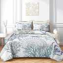 3pcs King Size Coastal Quilt Set - Beach Bedding for Summer! Lightweight, Reversible Nautical Bedspread Comforter with Pillow Shams, Soft Microfiber - Ocean Vibes Inside! (Style 5)