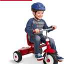 Radio Flyer Deluxe Steer & Stroll Trike, Red, for Kids 2-5, 2-in-1 Parent Steer Tricycle, Removable Push Handle, Adjustable Seat, Steel Frame, Covered Storage Bin, Tricycle for Toddlers and Kids