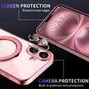 Magnetic for iPhone 16 Case with Invisible Stand[Compatible with MagSafe][Full Camera Lens Protector][Military Drop Protection] Shockproof Not Yellowing Clear Soft Slim for Women Men, Pink
