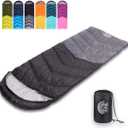 Sleeping Bag 4 Seasons Adults & Kids for Camping Hiking Trips Warm Cool Weather,Lightweight and Waterproof with Compression Bag,Indoors Outdoors Activities (Black Gray)