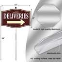 Deliveries with Right Arrow Sign Package Delivery Instructions 12" x 8" With 28" Long Metal Stake Shipping and Receiving With Stand Aluminum Outdoor Use Yard Business Home