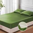 MR&HM Satin Fitted Sheet Queen Size, Silky Bottom Sheet with Elastic Corner Straps, Deep Pocket up to 15 Inch, No More Slipping Off for Mattress - 1 Fitted Sheet Only (Sage)