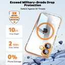 Misscase for iPhone 17 Magnetic Case,[Military Drop Protection] Clear Hard Plastics Cover, Camera Lens Protector,Compatible with MagSafe,Anti Yellowing Full Protection Cases-Orange
