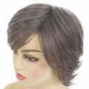 Kaneles Gray Short Wigs with Bangs Natural Fluffy Synthetic Hair Wigs for Women Grey Hair Replacement Wigs for Daily Use