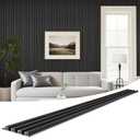 LARWORKS WPC Slat Wall Panels 8 Pack 96" x 6.6", Waterproof Fluted Wall Paneling, Accent 3D Wall Panel for Wall Decor, Bathroom, Bedroom, Office - High Grille Black (Cover Approx.35 sq.ft)