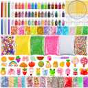 Slime Making Kit Supplies, 163 Pack Slime Mix Ins Accessories Slime Add Ins Foam Glitter Slimes Charm Bulk Fishbowl Beads Containers for Slimes Making Coloring and Party Decorations