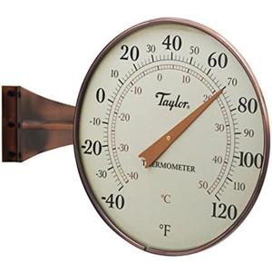 Taylor Heritage Collection Dial Indoor Outdoor Thermometer, Wireless Thermometer with Easy to Read Large Numbers for Patio, Pool, and Indoor Areas, 8.5-inch, Copper