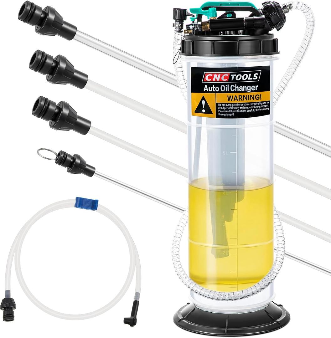 Estune 2 Gallon/7.5 L Manual Pneumatic Fluid Extractor, Automotive Oil Extractor Pump Oil Vacuum Changer with 5 Pcs Brake Bleeding Hose for Car, SUVs, Truck, Yachts
