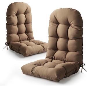 Adirondack Chair Cushion, High Back Patio Cushions with Adjustable Ties, 48.8x20.4x4.3, Waterproof Tufted Pillow, Fade Resistant Seat Rocking Chair Cushion for Indoor/Outdoor, Cappuccino, 2