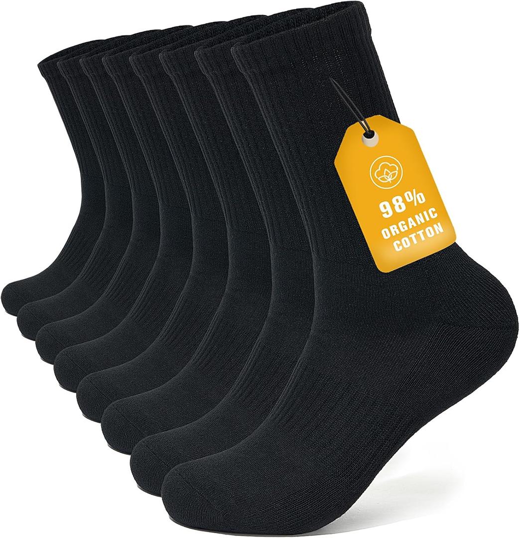 Brula Mens 98% Cotton Cushioned Crew socks, Moisture-wicking Breathable Soft Athletic Performance Boot Socks