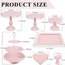 Set of 9 Cake Stands Metal Cupcake Stand Set Multiple Styles Candy Fruit Display Tower Dessert Plate Cake Serving Tray for Birthday Party Wedding Anniversary Baby Shower Engagement (Pink)
