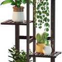 DolceLuna Plant Stand Indoor 6 Tier, Bamboo Plant Shelf Corner Display Rack, 46 Inch Tall Multiple Planter Pot Holder, Space-Saving Flower Stand for Living Room Balcony Garden Patio (Espresso)