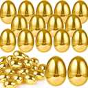 TURNMEON 36PCS Plastic Golden Easter Eggs, 2.36" Fillable Empty Gold Easter Eggs Bulk for Easter Basket Stuffers Fillers, Fillling Candy Treats Toys Eggs Hunt Classroom Prize Supplies and Party Favors