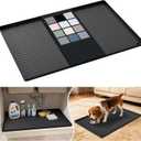 URMONA Waterproof Silicone Under Sink Mat 28'' x 19'' Shelf Liner for Kitchen and Bathroom, Cabinet and Counter Protector, Storage and Organizers, Litter Mat, Pet Cat Puppy Essentials(Black)