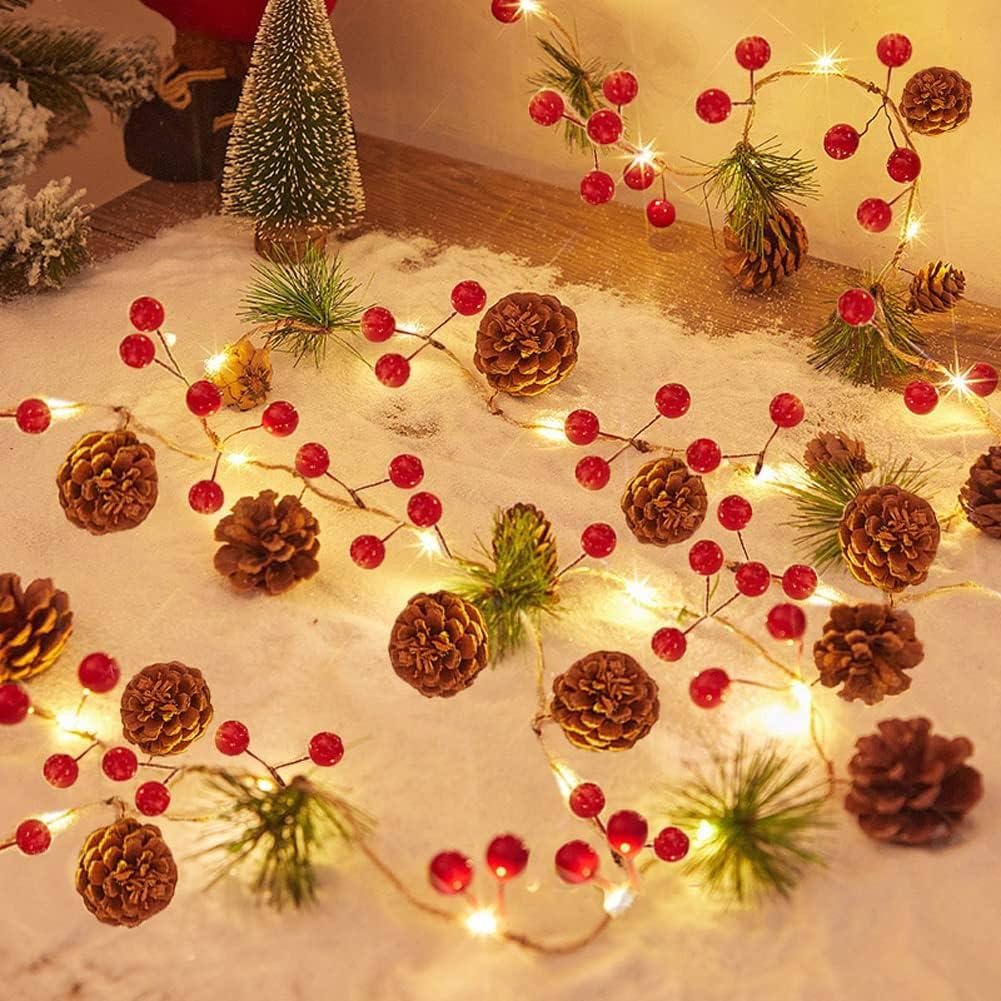 Pine Cone Battery Powered LED Lights - 2M, 20 Lights, Indoor/Outdoor, Winter Holiday Decor