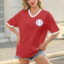 Baseball Mom Shirt Baseball Oversized Tshirt Women Game Day Season Vacation Short Sleeves Tops (XL)