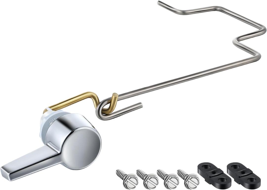 Dreyoo Pressure Assist Toilet Lever Compatible with 738254-0020A, Hand Trip Lever Compatible with American Standard Pressure Assisted 4086 Toilet Tank, Polished Chrome(Left Hand)