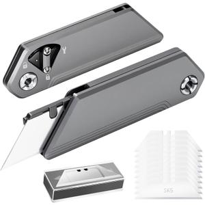 EDC Utility Knife, Mini Pocket Knife for Men Lightweight, Keychain Box Cutter Fidget Knives, Quick Change Retractable,With 10Pcs Blades Replacement