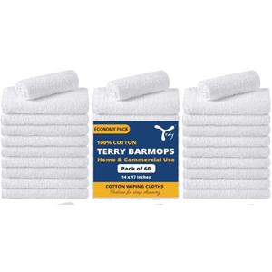 YRALY Terry Bar Mop Towels (Pack of 30) – Absorbent and Quick Drying Commercial-Grade Cotton Cleaning Towels, Cleaning Rags for Kitchen, Bar – Reusable Shop Rags 14”x17” White