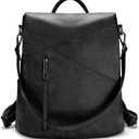 molshine Backpack,Fashion Casual Travel PU Leather Daypack Bag Shoulder Rucksack Handbags for Women HB041 (Black)