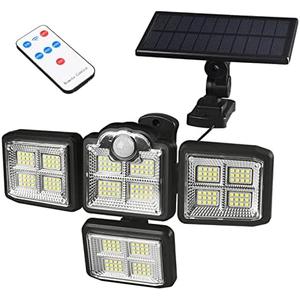 Solar Outdoor Lights Motion Sensor Outdoor Light Waterproof Wide Angle Solar Powered Flood Lights Wall Lights LED for Outside Garage Yard Patio (198led)