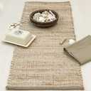 Chardin home Natural Jute Table Runner 13x36 Inch  Vintage Boho Rustic Table Decor  Handwoven Table Runner in Natural Jute and Ivory  Farmhouse Dining or Console Table Accent