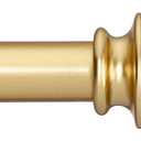 Heavy Duty Curtain Rods for Windows 72 to 144 Inches, 1 Inch Gold Curtain Rod for Bedroom, Living Room, Patio, Kitchen, Adjustable Curtains Rods with Classic Finials, Gold Finishing