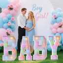 2.3FT Baby Marquee Letters, Baby Letters for Baby Shower for Girl Boy, Large Light Up Sign for Backdrop, Gender Reveal Party Decorations Supplies (Multicolor)
