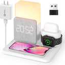 [2025 UV-Coating] COLSUR Wireless Charging Station, 3 in 1 Charging Station, Alarm Clock with Wireless Charger, iPhone 12/13/14/15/16 Pro/13 Mini/13 Pro Max/12 pro, AirPods